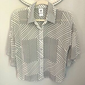 Cali White and Black Striped Blouse